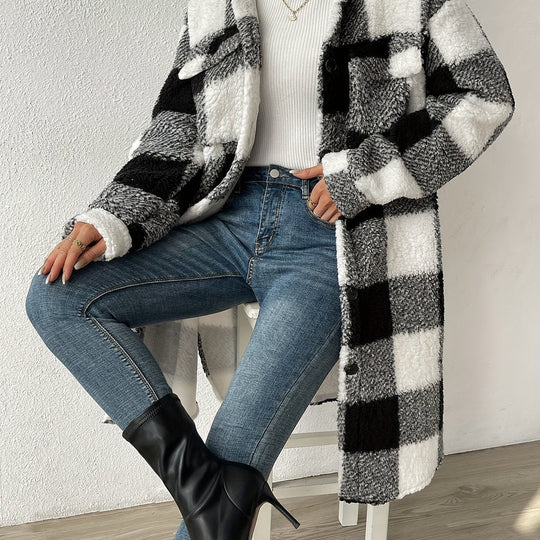 EB | Teddyfleece Übergröße Schnitt Karomuster mittellang