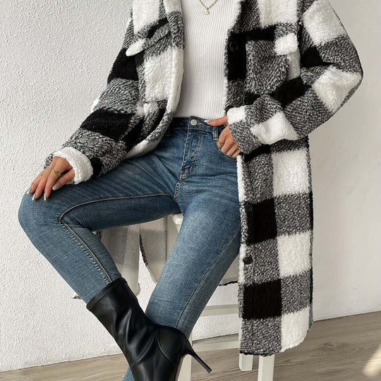 EB | Damen Karierter Langarmmantel