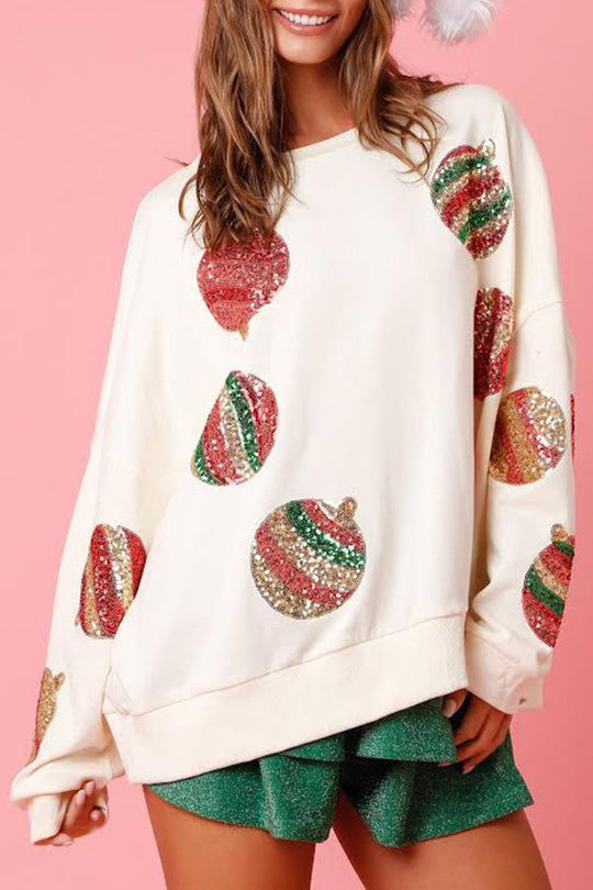 EB | Weihnachts-Ei Pailletten Lässiger Langarm Sweatshirt
