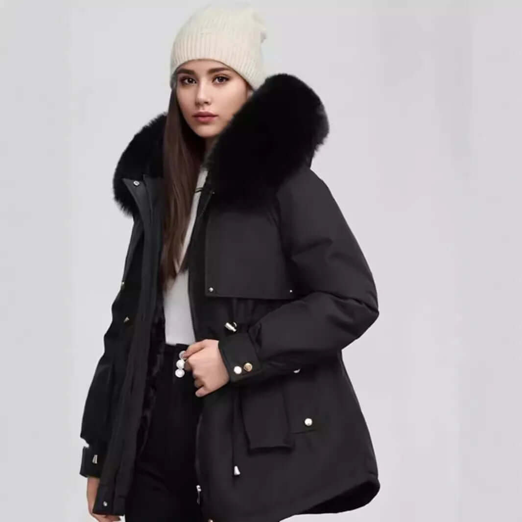 EB | Damen Winter Kunstpelzkragen Mantel