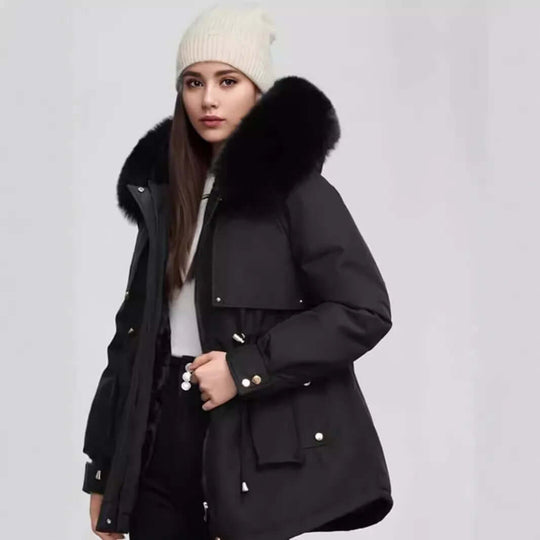 EB | Damen Winter Kunstpelzkragen Mantel