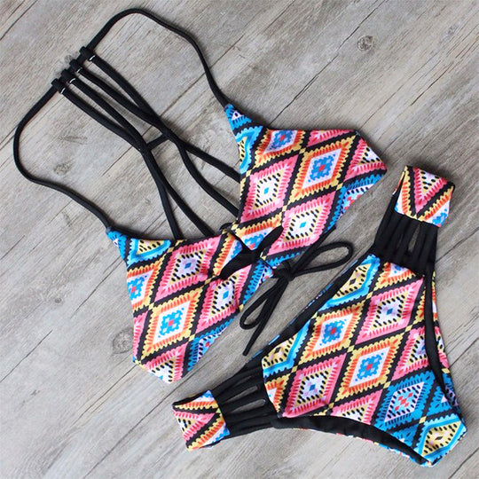 Damen Bikiniset mit geometrischem Muster EB
