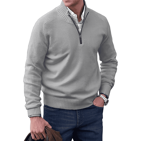 EB | Klassischer Halb-zip Pullover für Männer Baumwolle Komfortabel und Warm