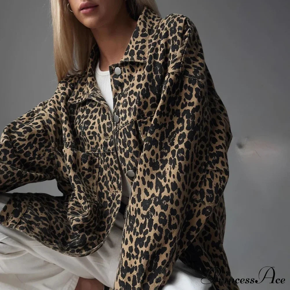 EB | Fit Jeansjacke mit Leopardenstickerei