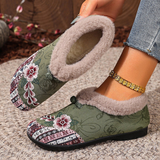 Warme, weiche Schuhe für Damen mit zartem Blumenprint EB EB