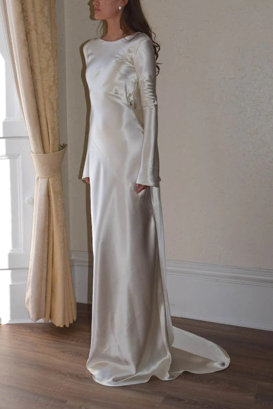 EB | Pearl Eden Satin Rückwärtig Offene Cowl Neck Gown Maxi Kleid