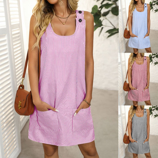 EB | Gestreiftes Kleid mit Knopfleiste