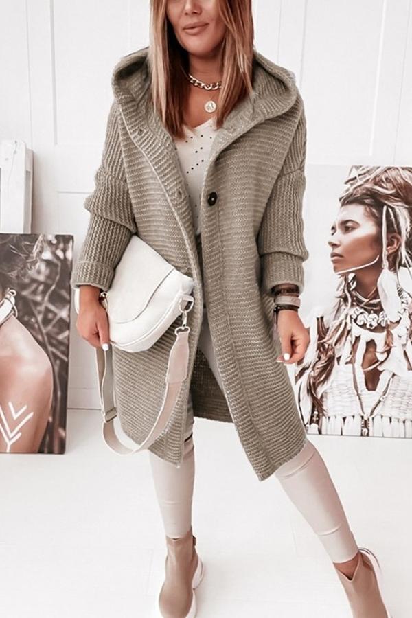 EB | Strickjacke mit Kapuze Lockerer Schnitt Weich und Warm