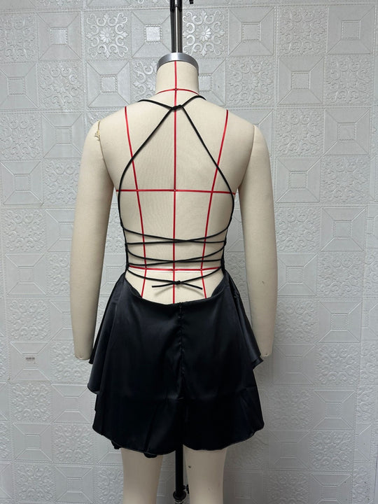 EB | Halter einfarbig Strapskleid kurz