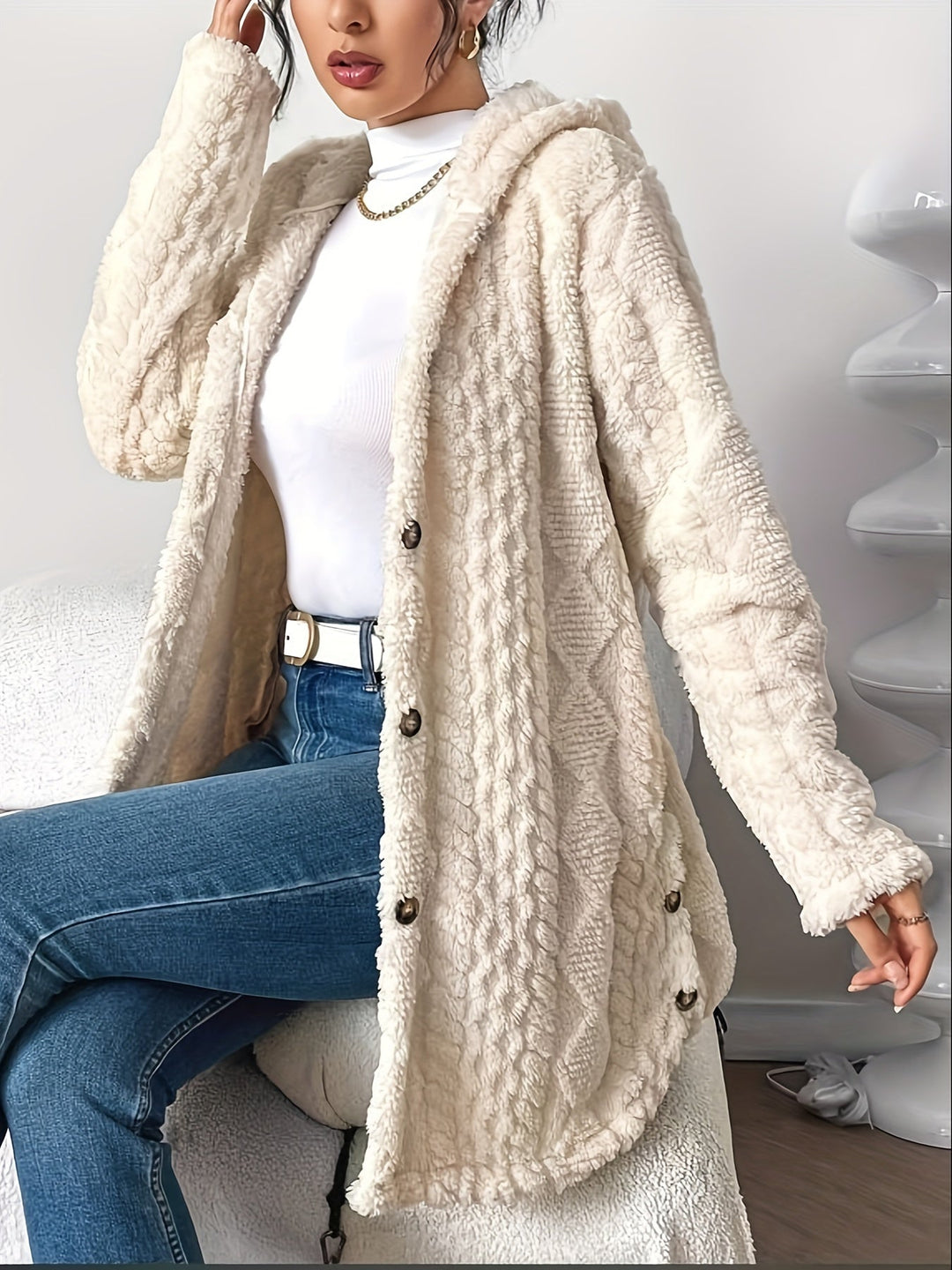 EB | Lang Damenjacke Mit Kapuze – Marit