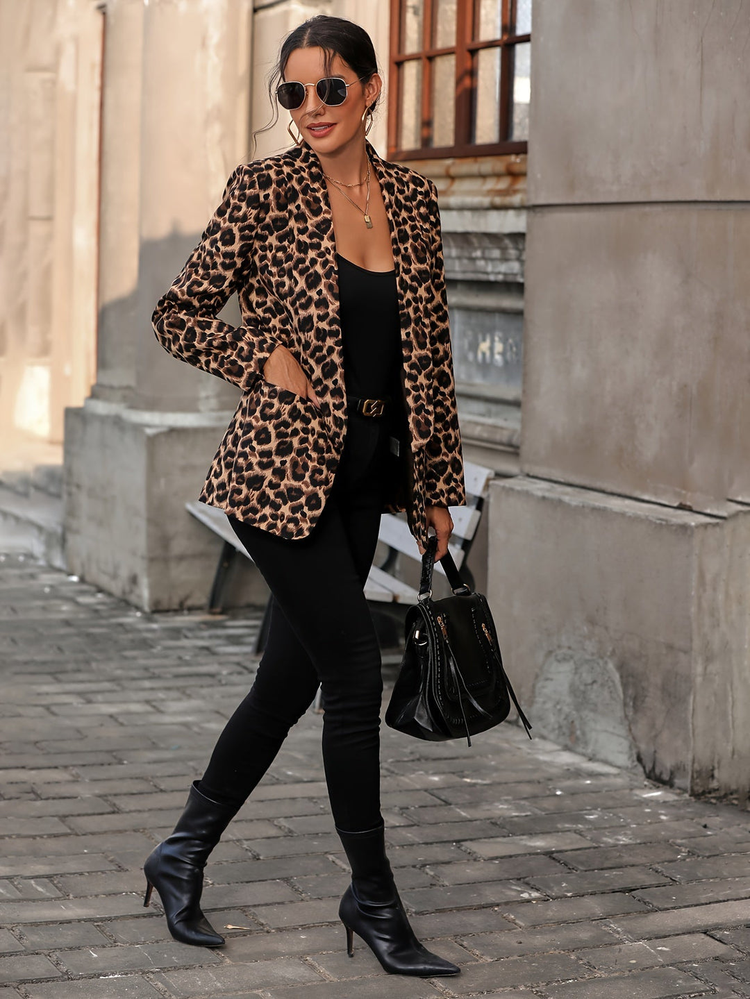 EB | Eleganter Business Langblazer mit Leopardenmuster für alle Jahreszeiten