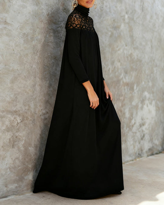 EB | Kleid mit Stehkragen Aus Mesh und Patchwork