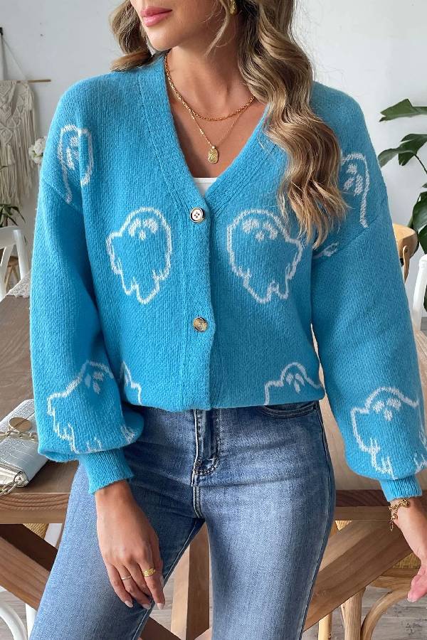 EB | Lockere lässige Cartoon Jacquard-Jacke