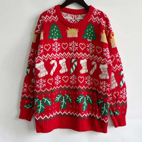 EB | Weihnachtlicher Strickpullover Mit Schneeflockenmotiv