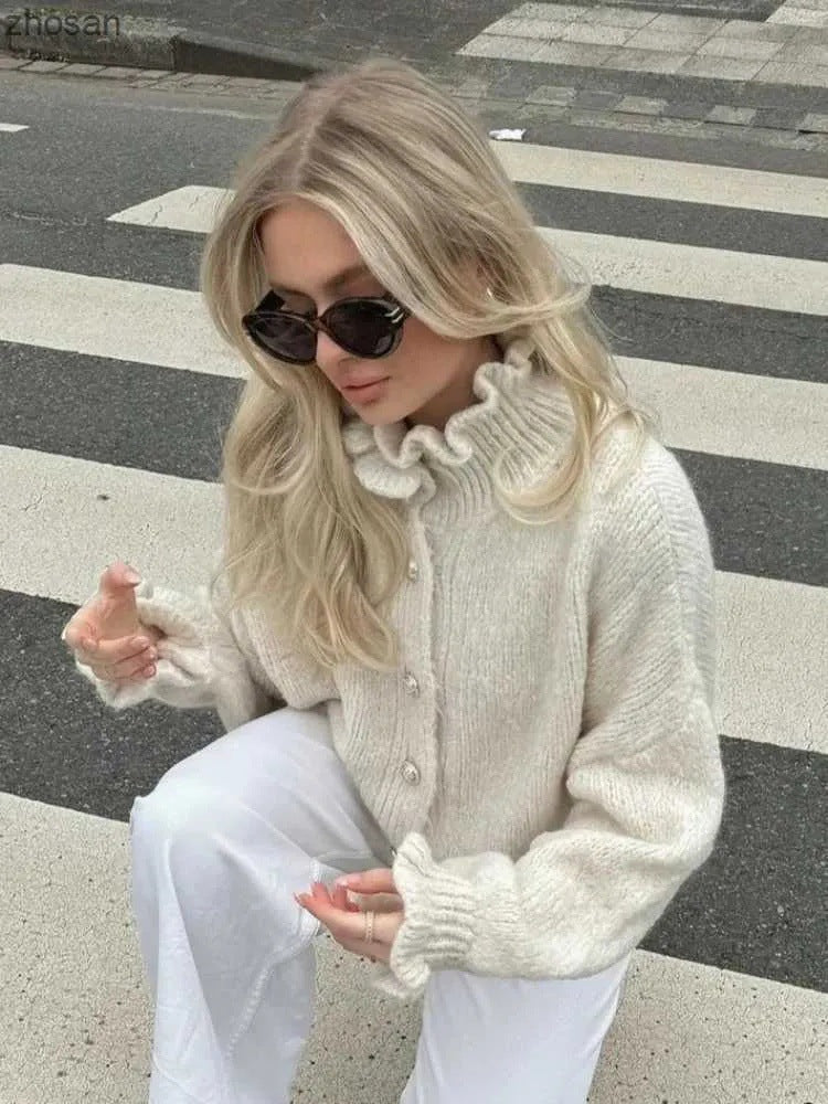 EB | Stilvoller Damen-Cardigan mit Knöpfen und Stylischem Kragen