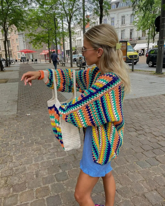 EB | Stilvolle Bunte Strickjacke