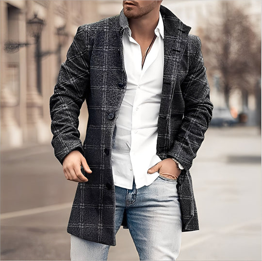 EB | Lässiger Langer Tweed-Mantel für Herren