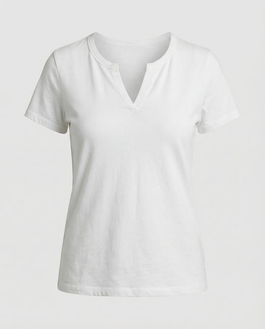 EB | Bluse Stylischer V-Ausschnitt Sommer Weiß Top