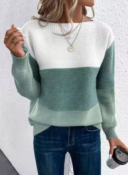 EB | Elegante Dreifarbige Patchwork-Pullover