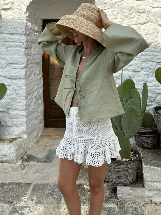 EB | Boheme Bluse Schnürdetail Leicht und Luftiges Design