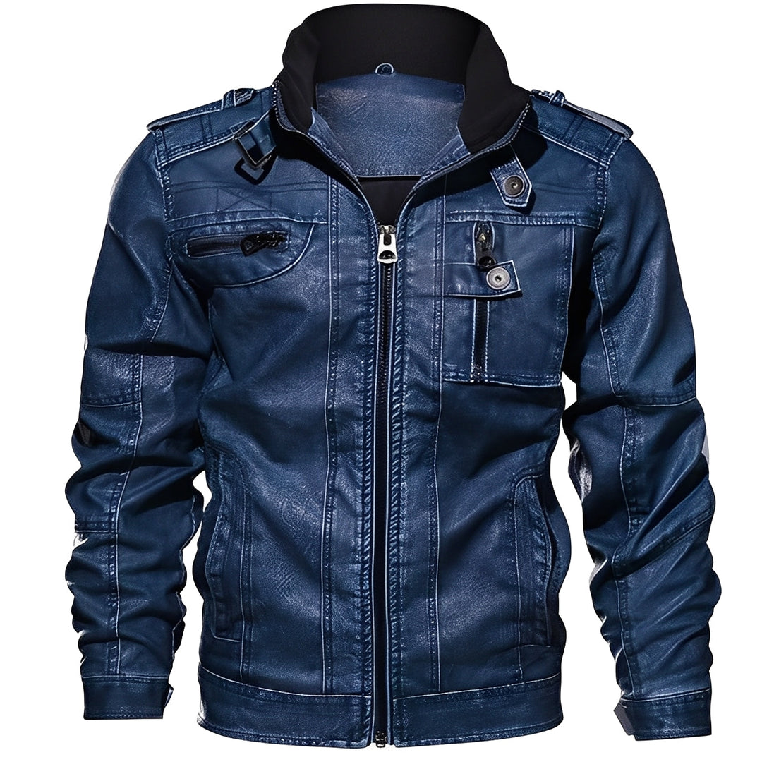 EB | Klassische Lederjacke mit Taschen für Männer