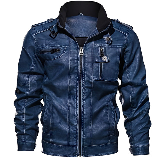 EB | Klassische Lederjacke mit Taschen für Männer