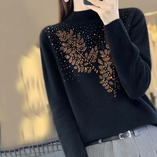 EB | Strickpullover Mit Zartem Blättermuster