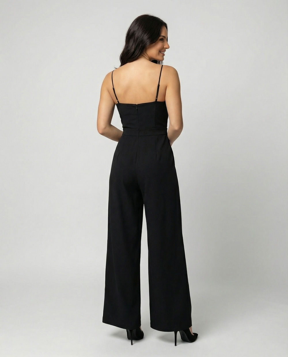 EB | Damen Eleganter Fließender Jumpsuit mit Spaghettibändern für Festliche Anlässe