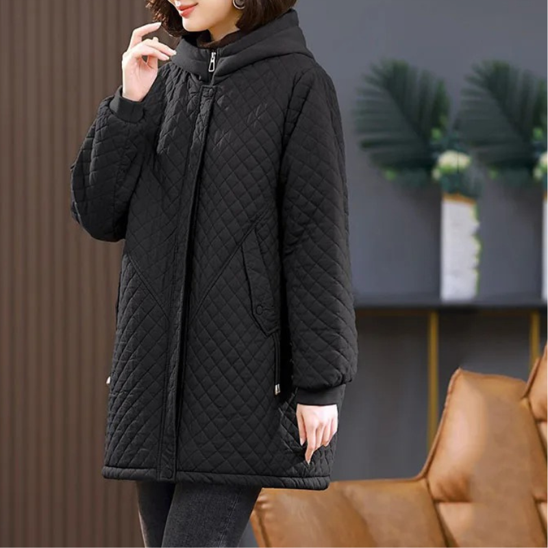 EB | Warme fleecegefütterte gesteppte Jacke in einfarbiger Ausführung mit Reißverschluss Ideal für Herbst/Winter