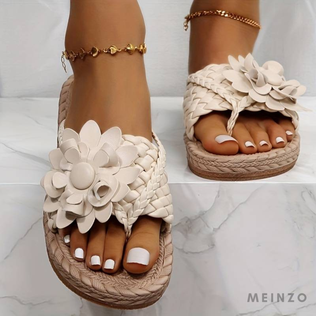 EB | Damen-Sandalen mit Offener Zehenspitze und Eleganten Geflochtenen Riemen