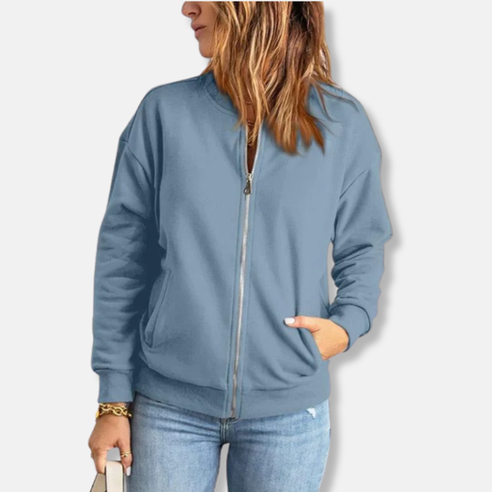 EB | Jacke Leichtes Design Lockere Passform Reißverschluss Rippkante Lässiger Look
