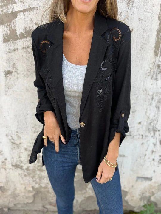 EB | Blazer mit Stickerei und Ausschnitten Klassischer Schnitt Raffiniert und Einzigartig
