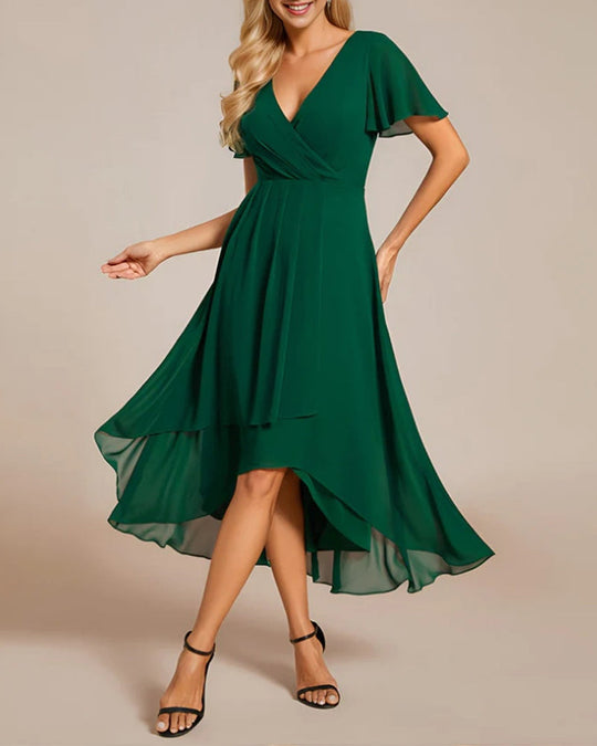 EB | Kleid mit V-Ausschnitt und Rüschenärmeln