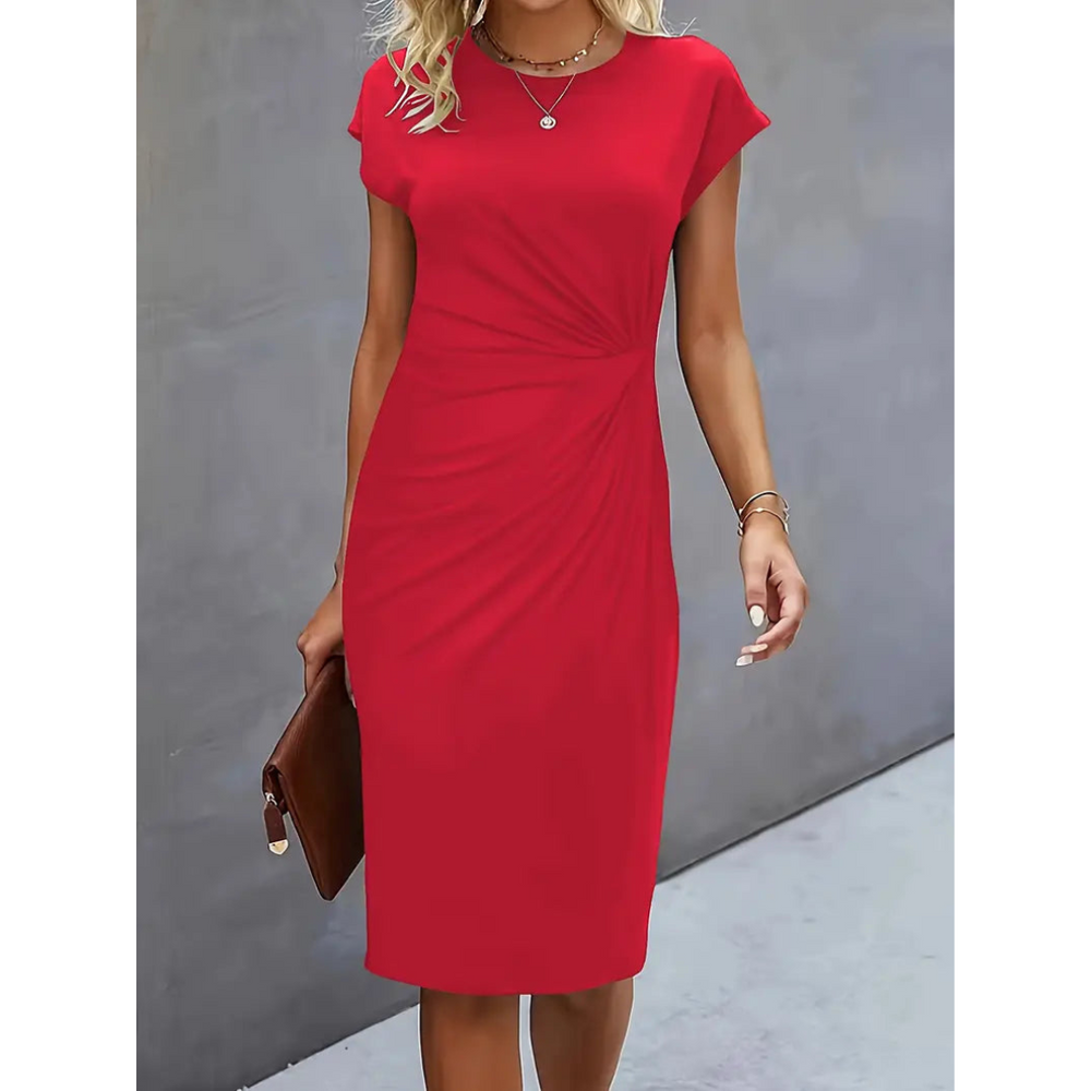 EB | Damen Taillenakzent Stil Kleid Kurzärmlich