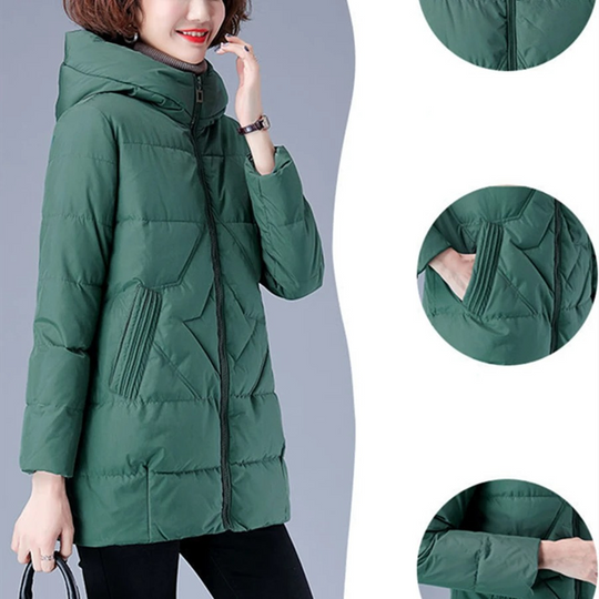 EB | Elegante unifarbene gerippte gesteppte Jacke mit Reißverschluss ideal für Herbst/Winter