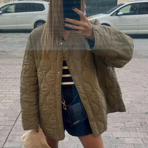 EB | Bequemes Rundhals gepolstertes Jacket mit Knöpfen Ideal für Herbst/Winter