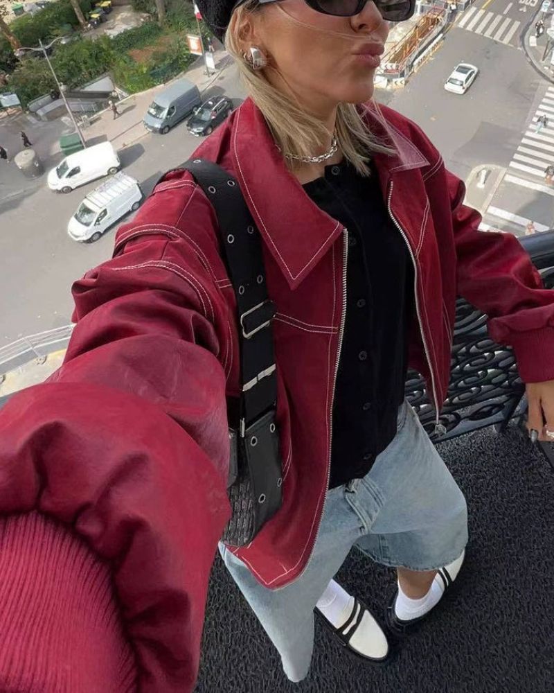 EB | Übergroße Genähte Lederjacke