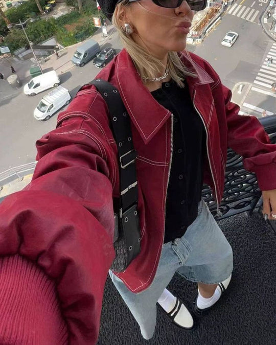 EB | Übergroße Genähte Lederjacke