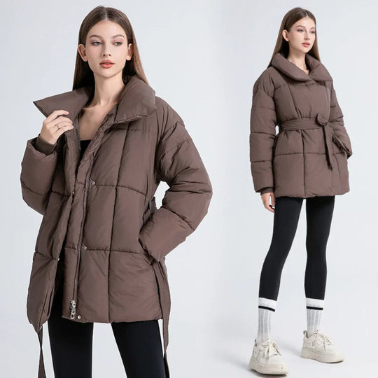 EB | Warme Pufferjacke mit Gürtel Leicht und Stilvoll Perfekt für Kalte Tage