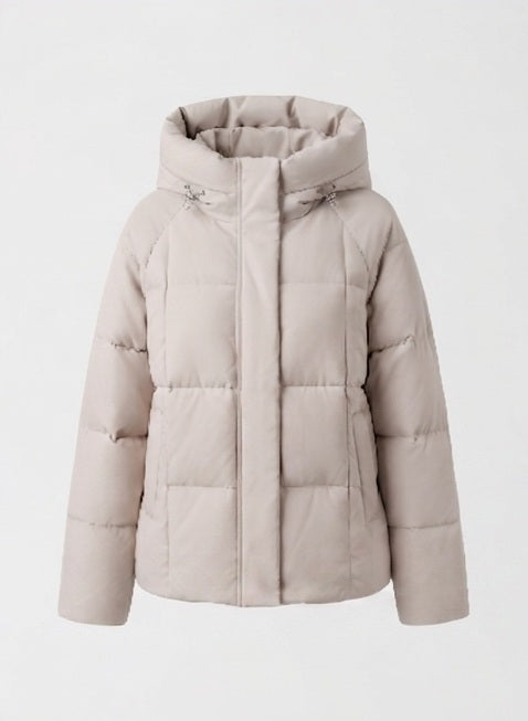 Damen nan kurzer gesteppter Kapuzenparka mit leichter Thermofüllung, Quadratsteppung und verstellbarem Kordelzugsaum EB