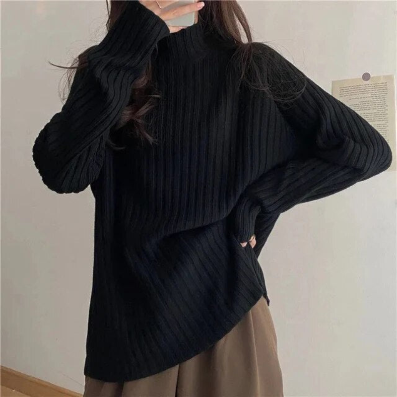 EB | Pullover mit hohem Kragen für Frauen Lang