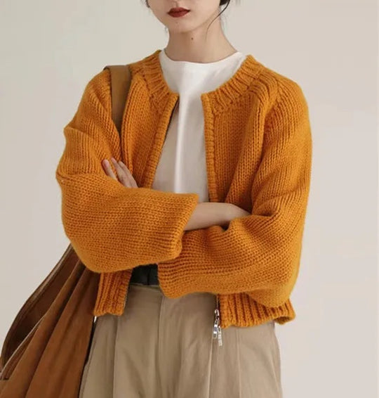 Damen Oversized Strickjacke mit Reißverschluss EB
