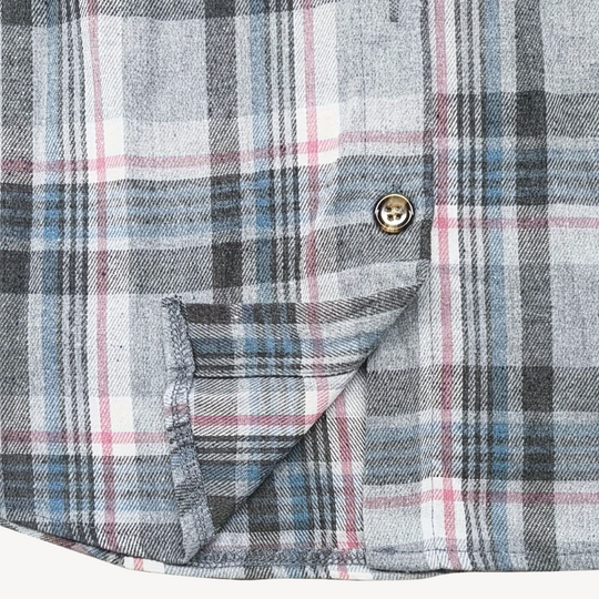 EB | Damen Karierte Button-Down Hemdjacke mit Kapuze