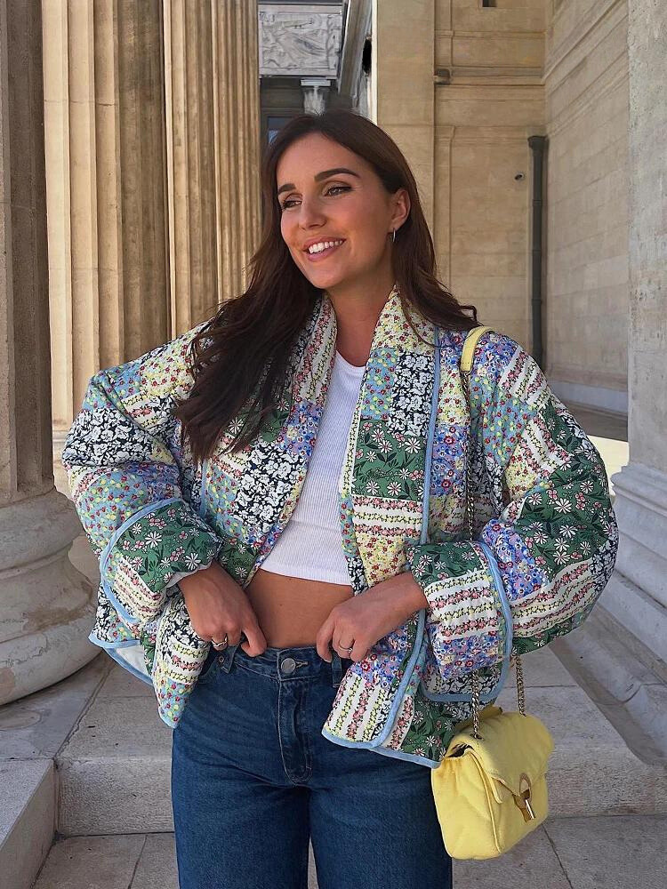 EB | Vintage-Patchwork-Blumenjacke für Frauen