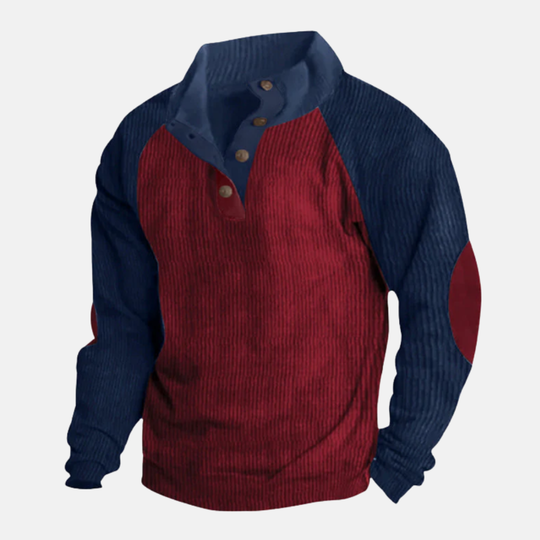 EB | Baumwolle Stehkragen Pullover Raglan Ärmel Ripp Pullover