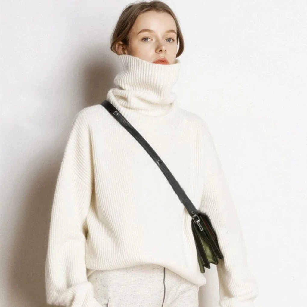 EB | Pullover - Damen Herbst Oversized Polokragen Pullover