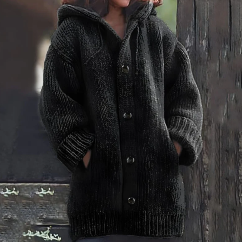 EB | Strickjacke - Oversized Passform - Dickes und Warmes Material - mit Kapuze