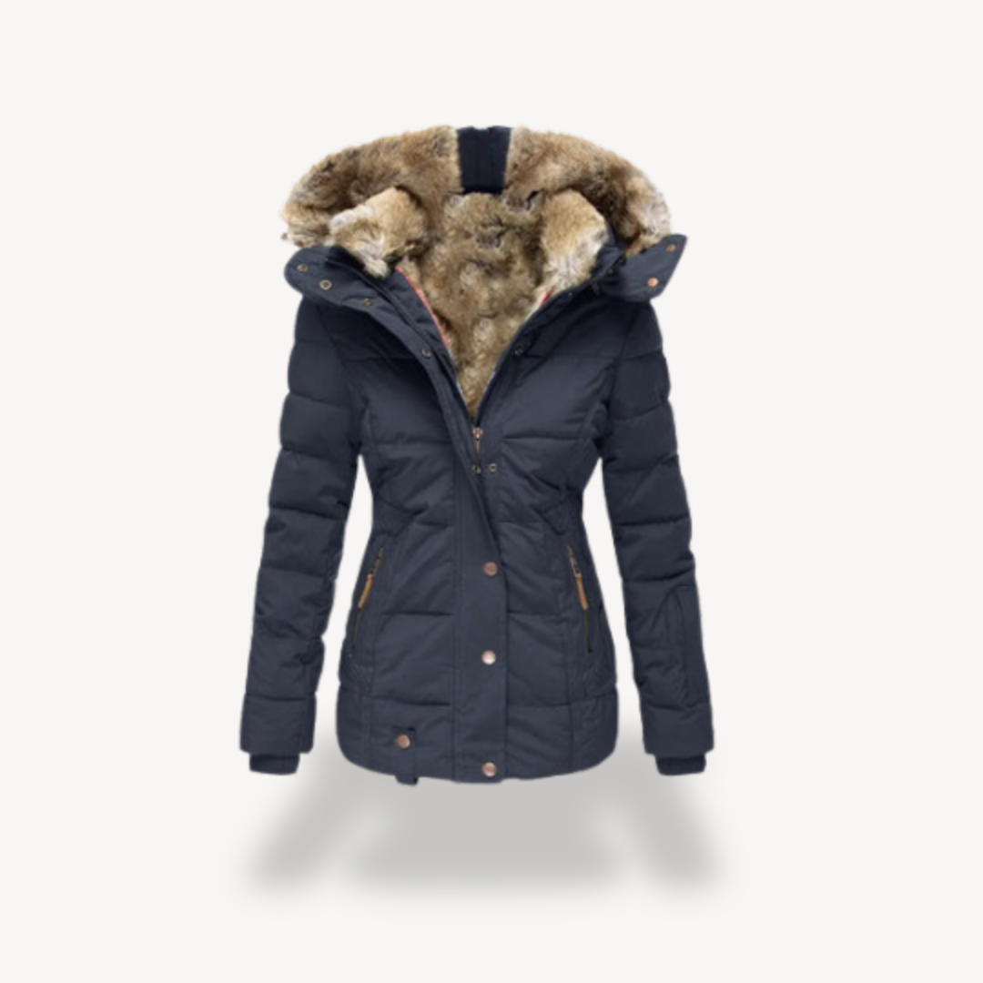 EB | Damen Pufferjacke mit Kunstpelzkapuze