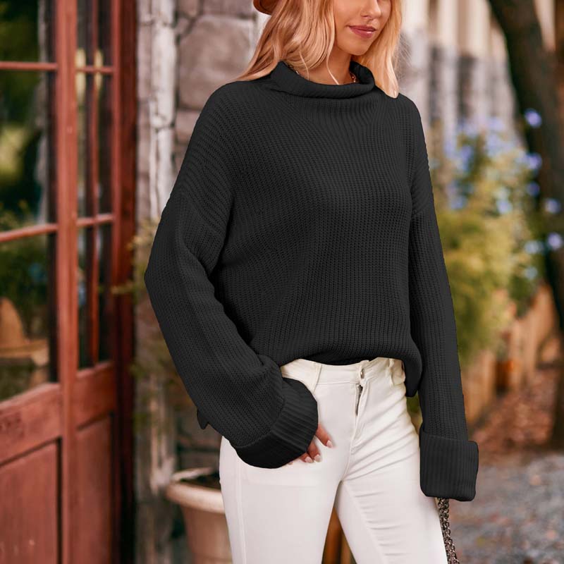 EB | Schlichter Einfarbiger Strickpullover Für Damen