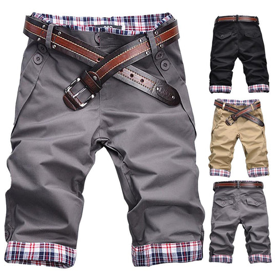 EB – Hochwertige Shorts mit Gürtel und Karomuster